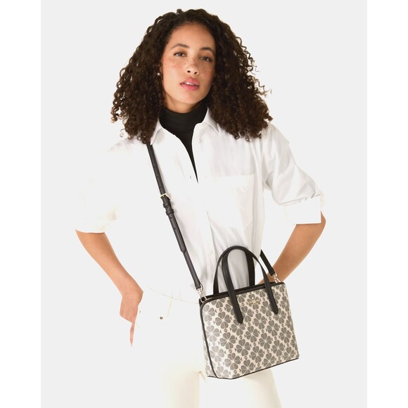 New Kate Spade Spade Flower Small Tote Black Multi - Picture 2 of 5